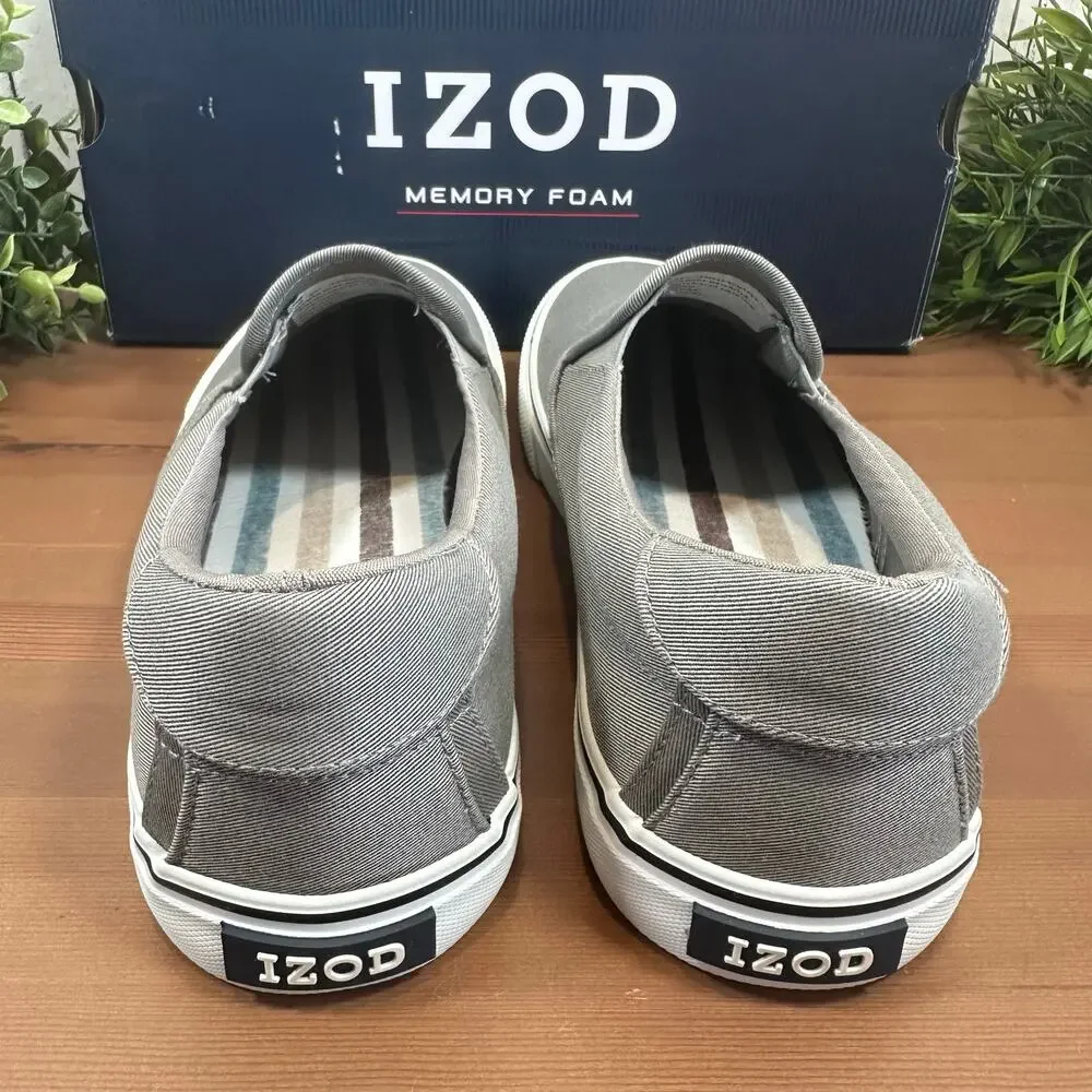 Izod‎ Men's Sunapee Grey Canvas Slip On Shoes Size 13